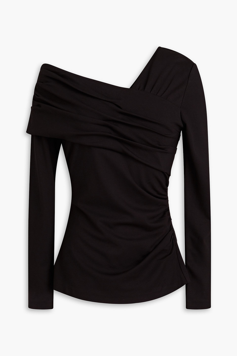 Shop Diane Von Furstenberg Dolores One-shoulder Ruched Jersey Top In Black