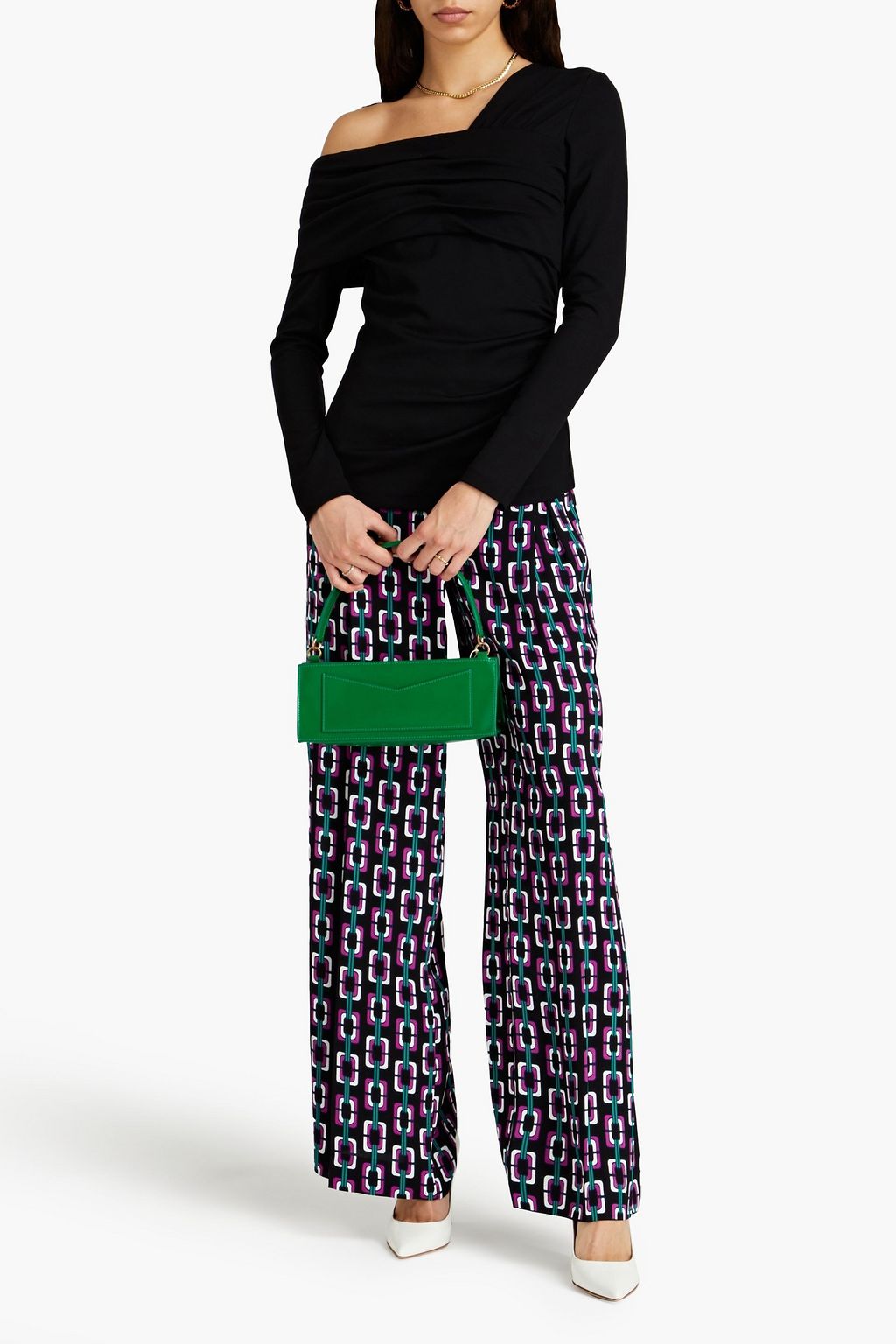 DIANE VON FURSTENBERG Dolores one-shoulder ruched jersey top