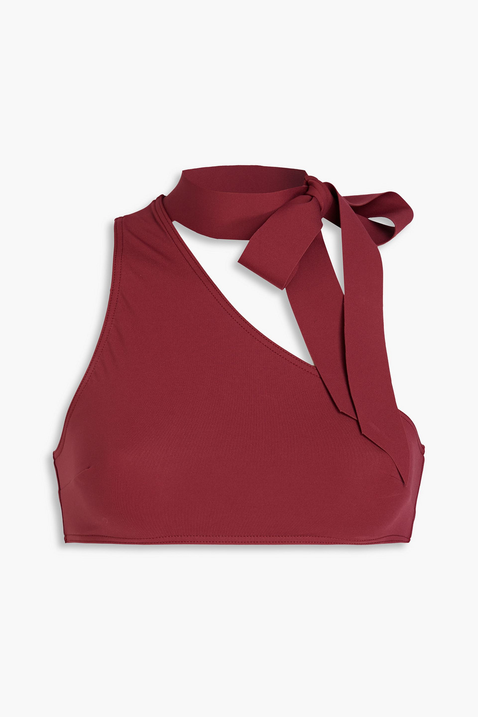 Zimmermann One-shoulder Tie-detailed Bikini Top In Burgundy