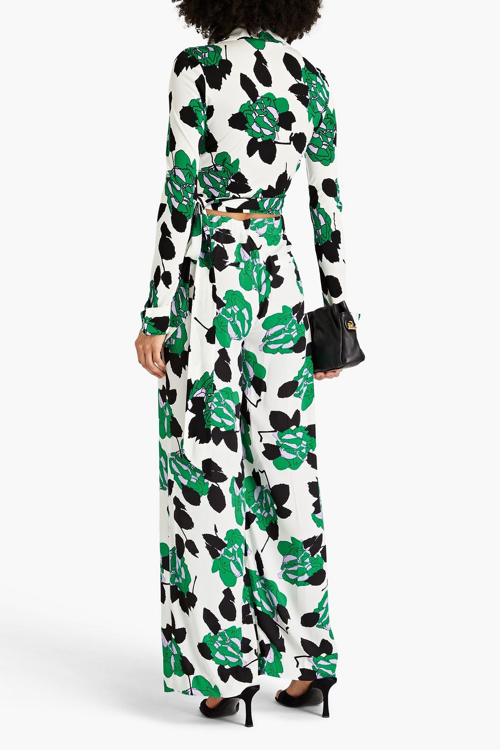 DIANE VON FURSTENBERG Bobbie cropped printed jersey wrap top