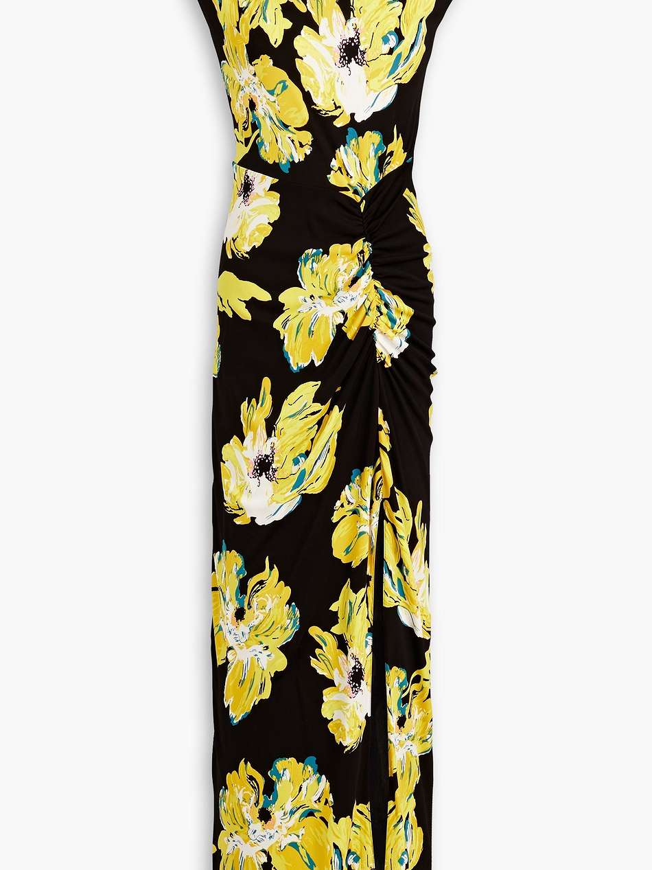 apollo ruched floral-print jersey maxi dress