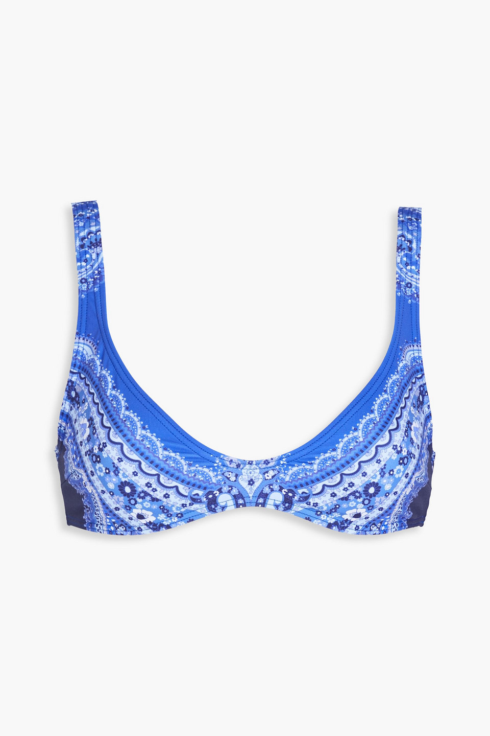 Zimmermann Paisley-print Triangle Bikini Top In Light Blue