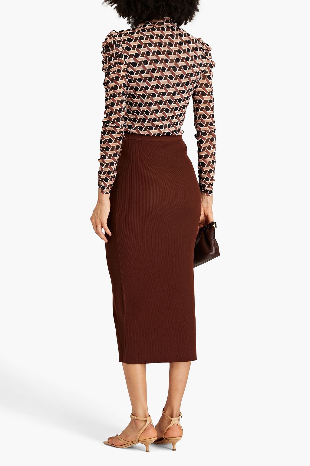 DIANE VON FURSTENBERG Remy printed stretch-mesh turtleneck top