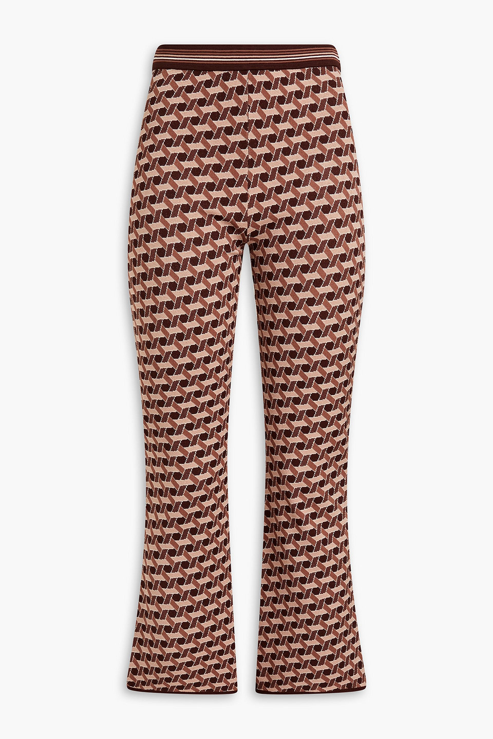 DIANE VON FURSTENBERG JUNO CROPPED JACQUARD-KNIT FLARED PANTS