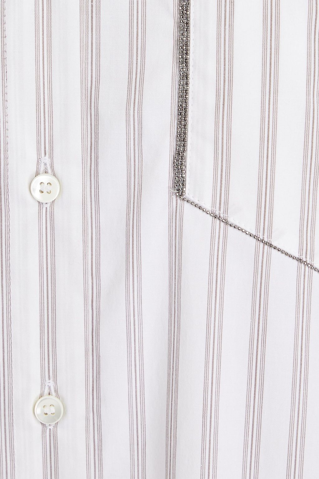 BRUNELLO CUCINELLI Bead-embellished  striped stretch-cotton poplin shirt