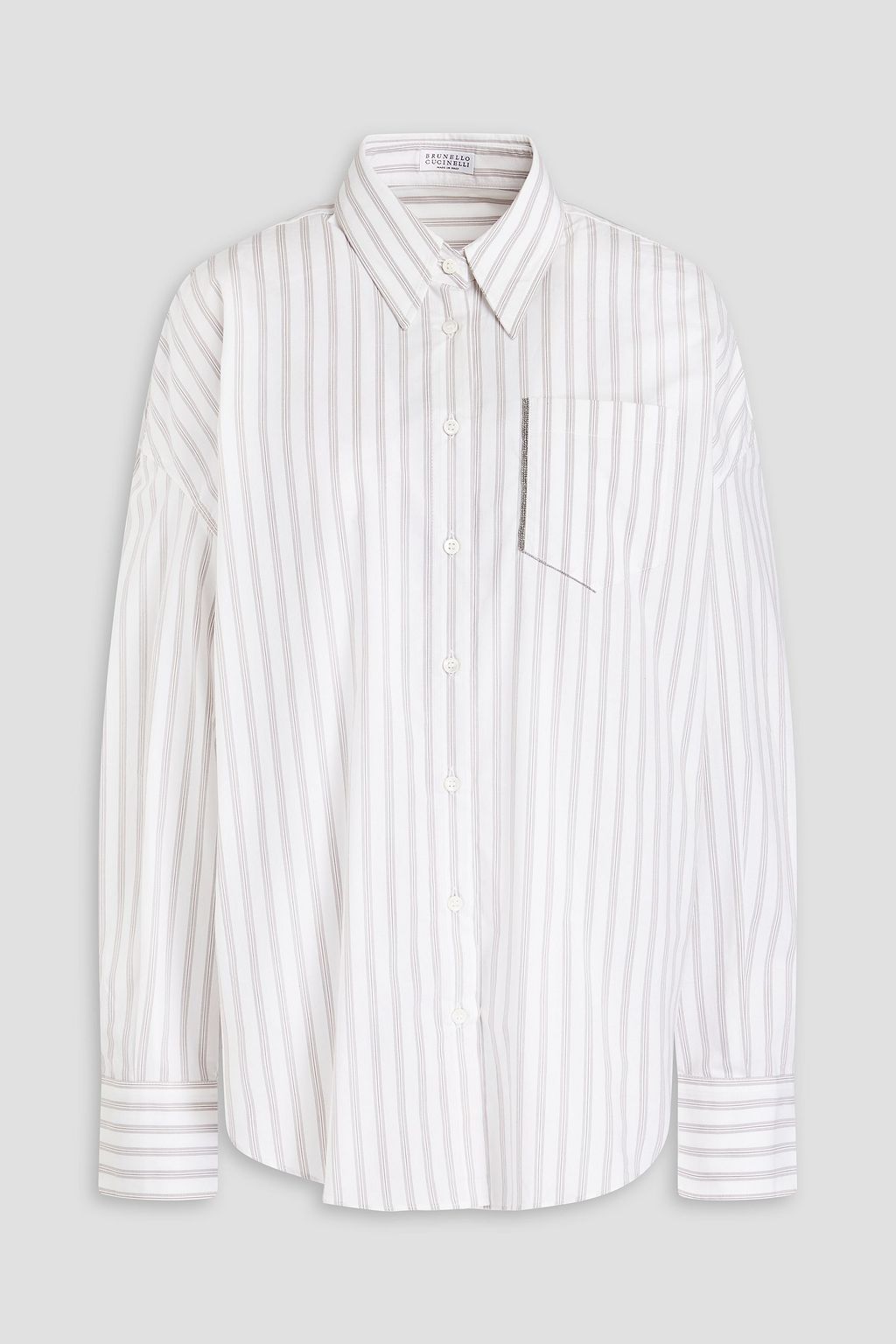 流行 BRUNELLO stretch-cotton striped Bead-embellished CUCINELLI トップス