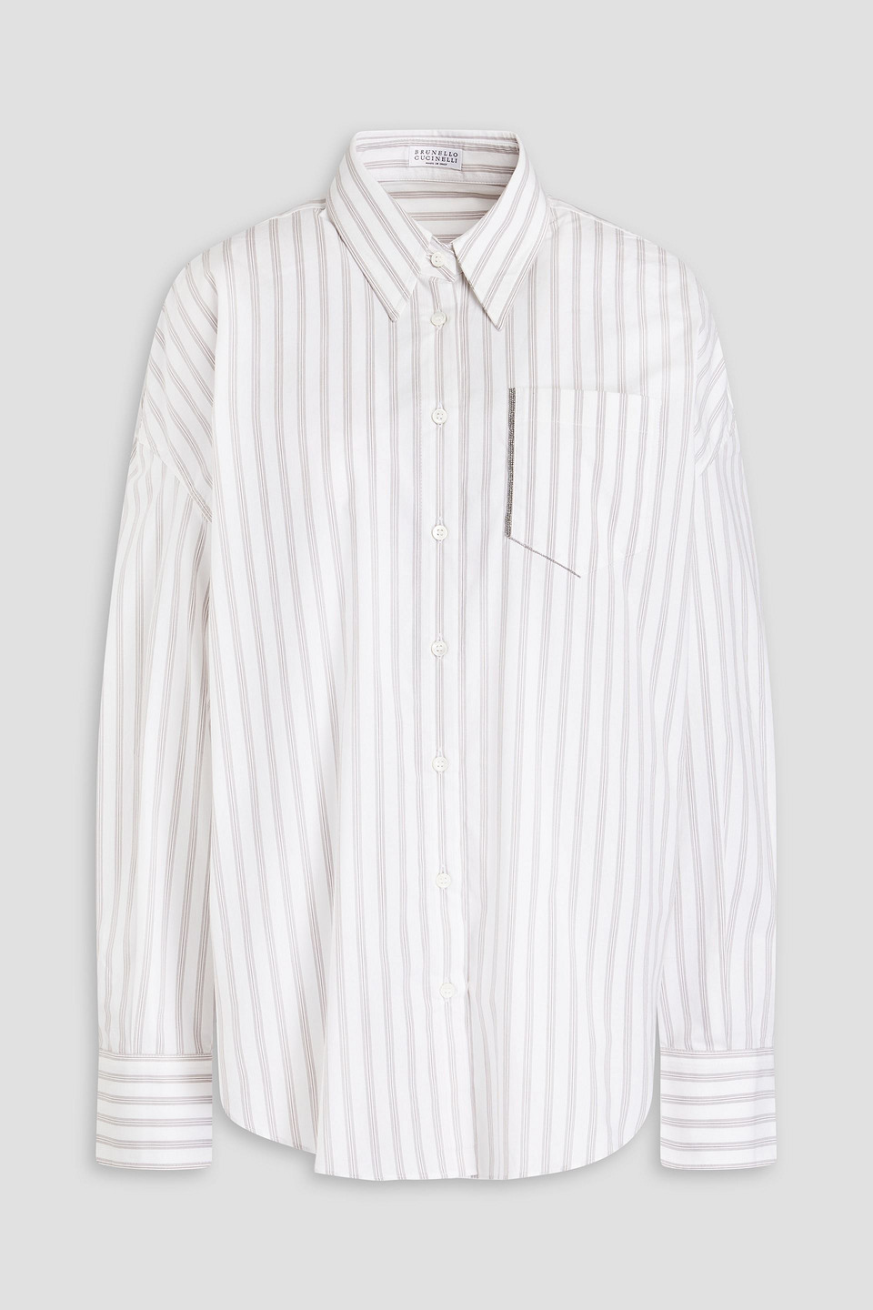 Brunello Cucinelli Hemd Aus Popeline Aus Stretch-baumwolle Mit Streifen In Off-white