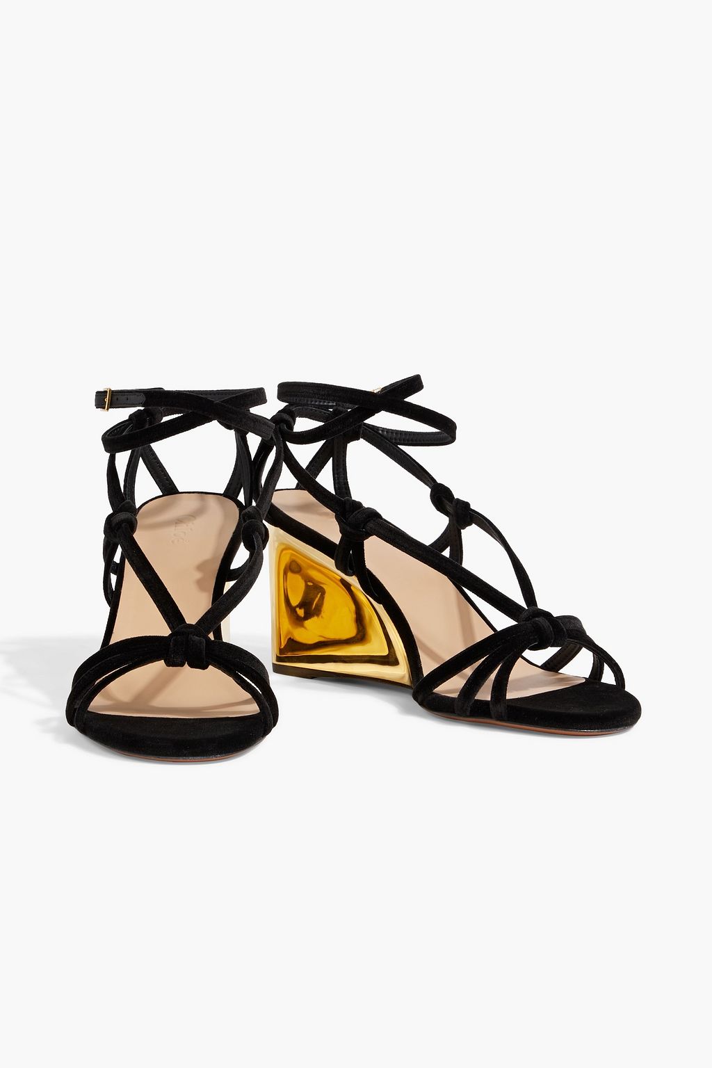 CHLOÉ Rebecca velvet wedge sandals