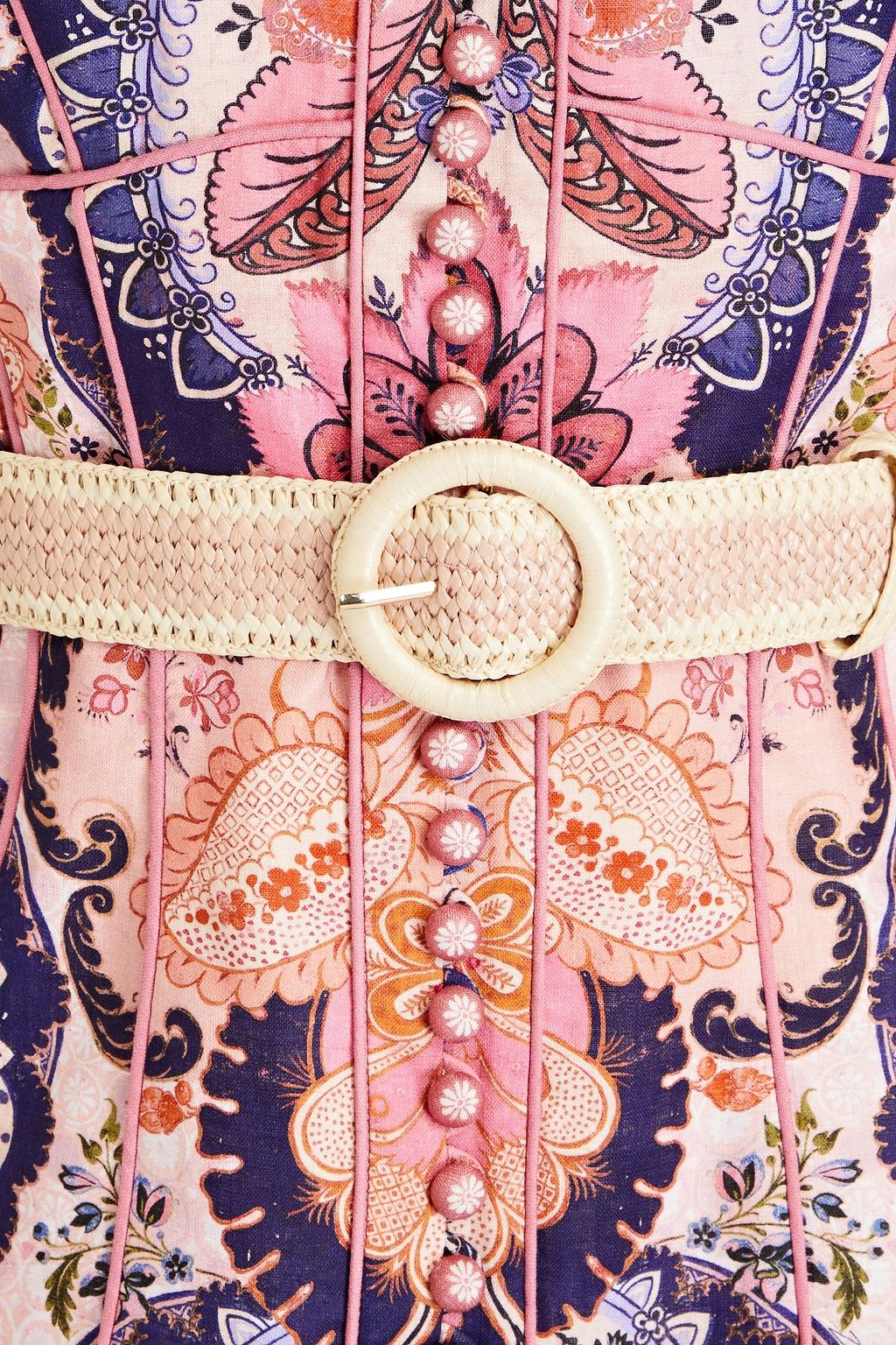 ZIMMERMANN Belted paisley-print linen mini dress