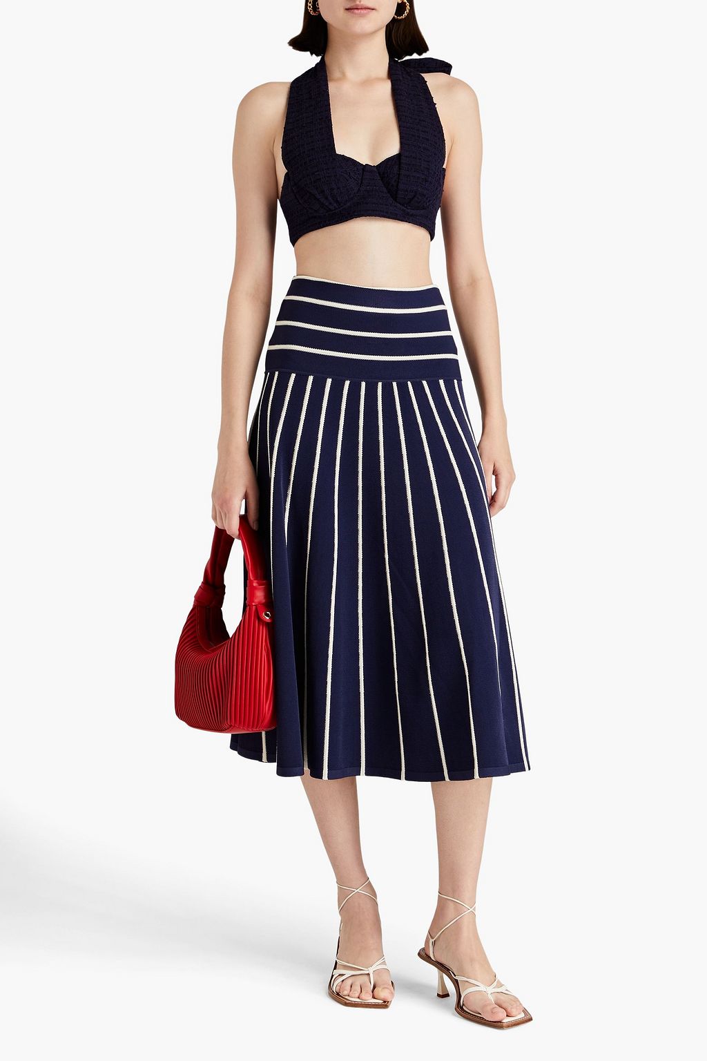 ZIMMERMANN Striped knitted midi skirt
