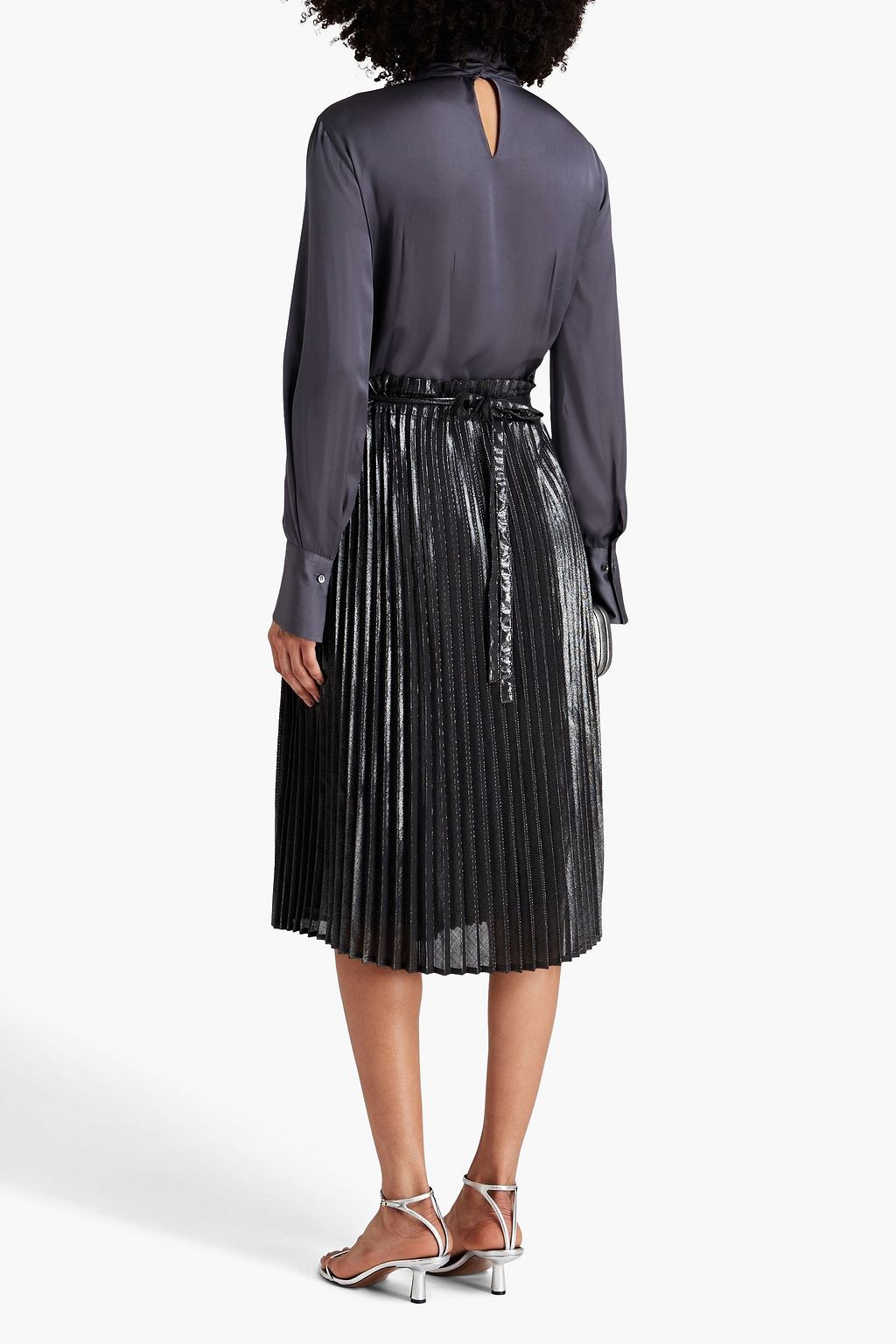 BRUNELLO CUCINELLI Bead-embellished cutout satin blouse