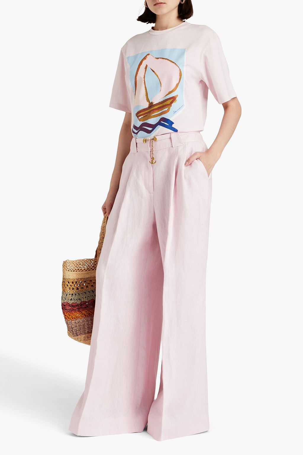 ZIMMERMANN Belted linen wide-leg pants