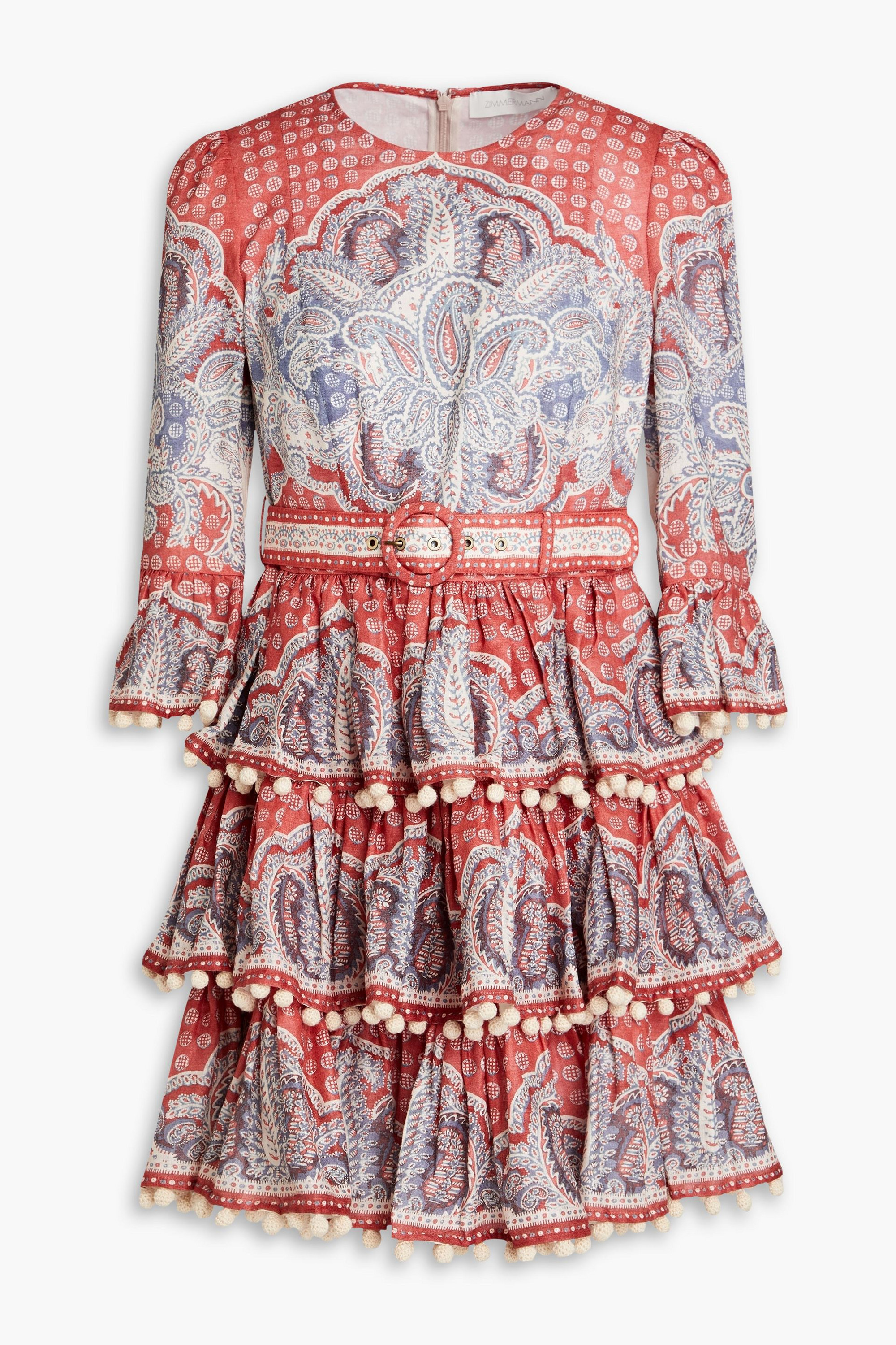 Zimmermann Tiered paisley-print linen mini dress thumbnail