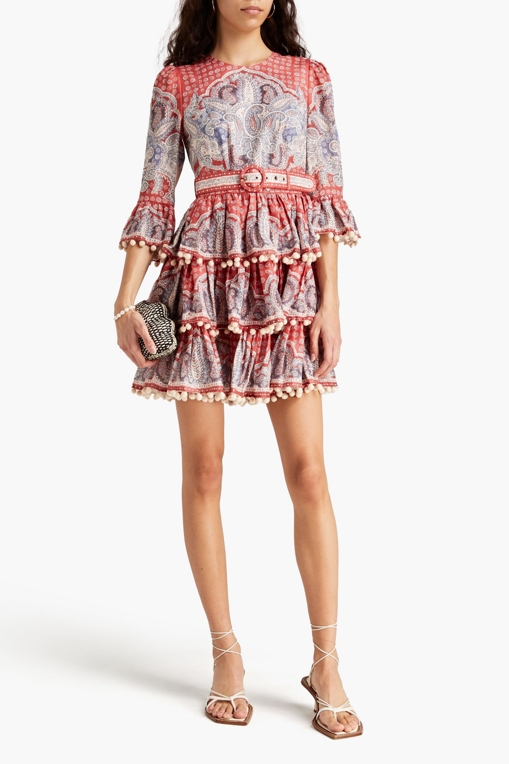 Zimmermann Tiered paisley-print linen mini dress