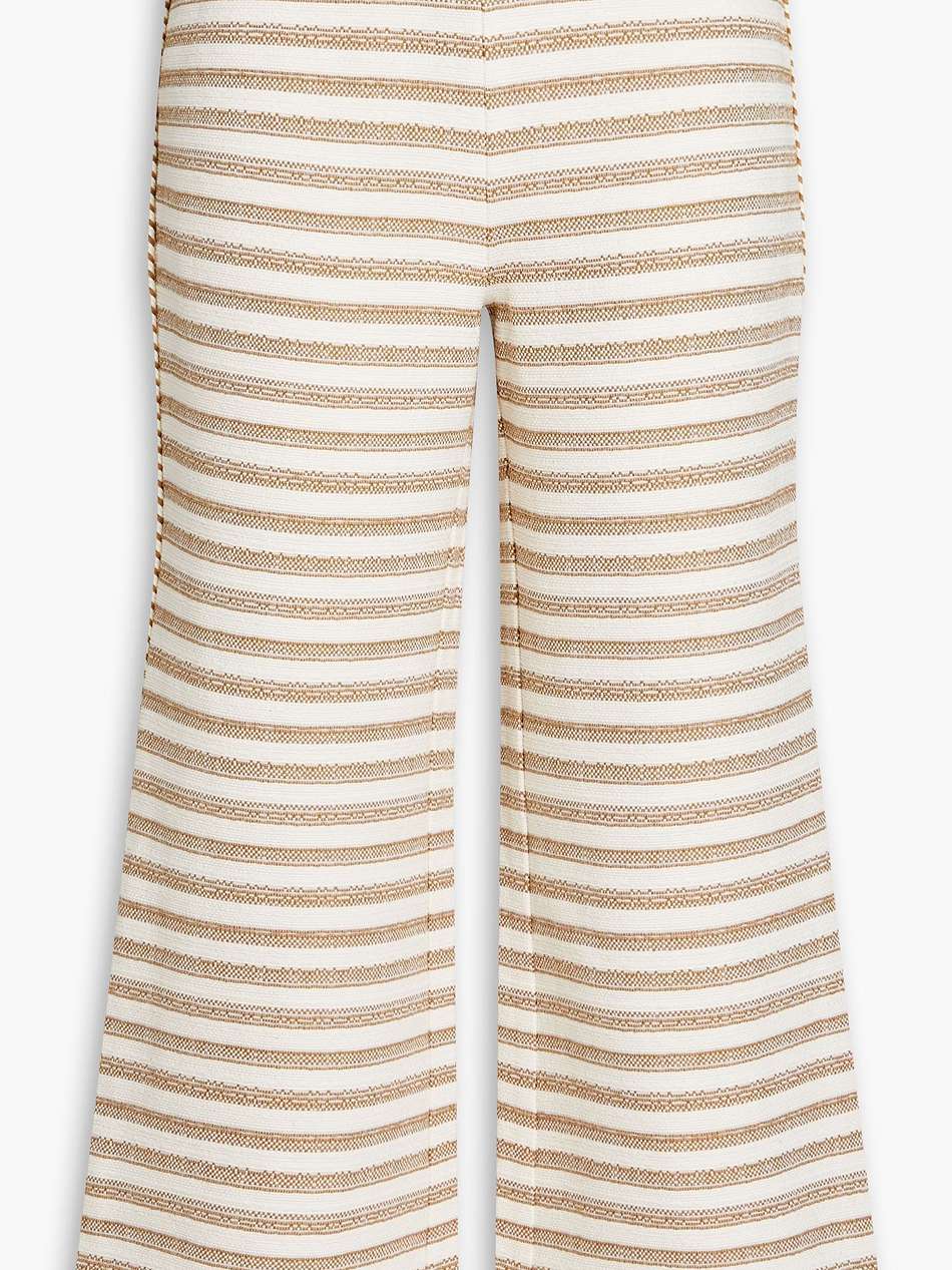 cropped striped cotton-blend canvas straight-leg pants