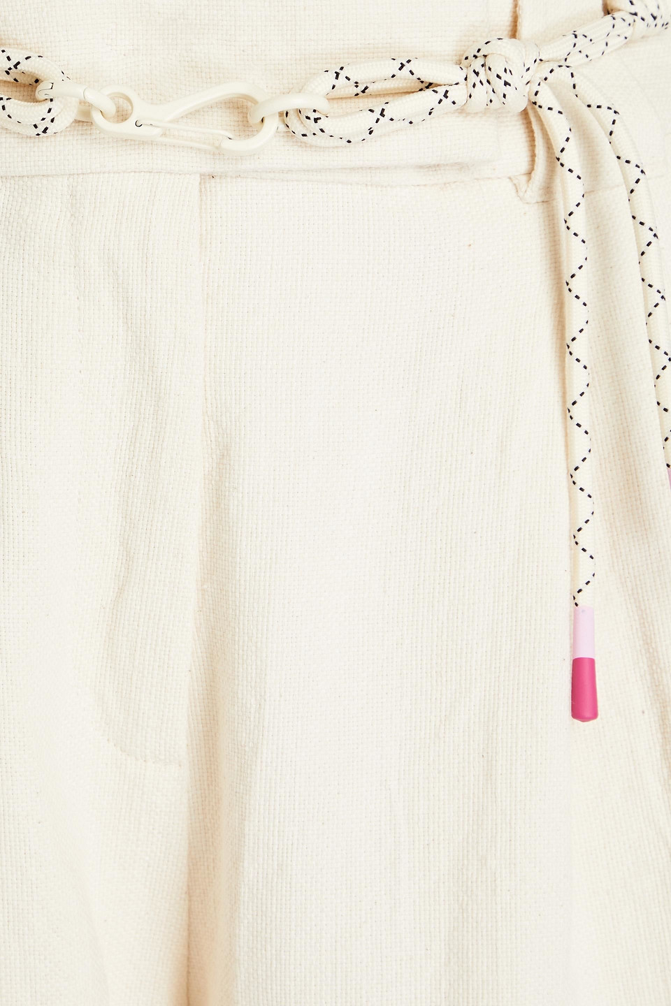 Zimmermann Belted Cotton And Linen-blend Wide-leg Pants In Ecru