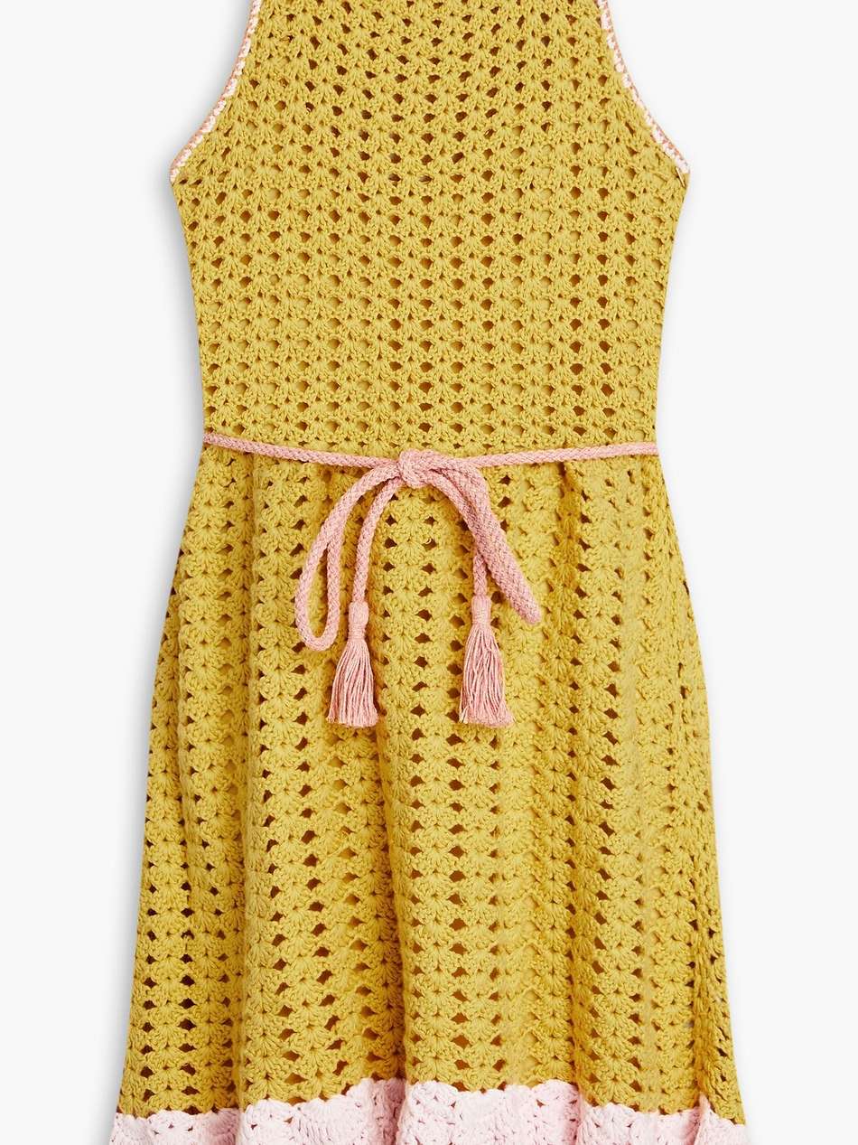 ruffled crocheted cotton mini dress