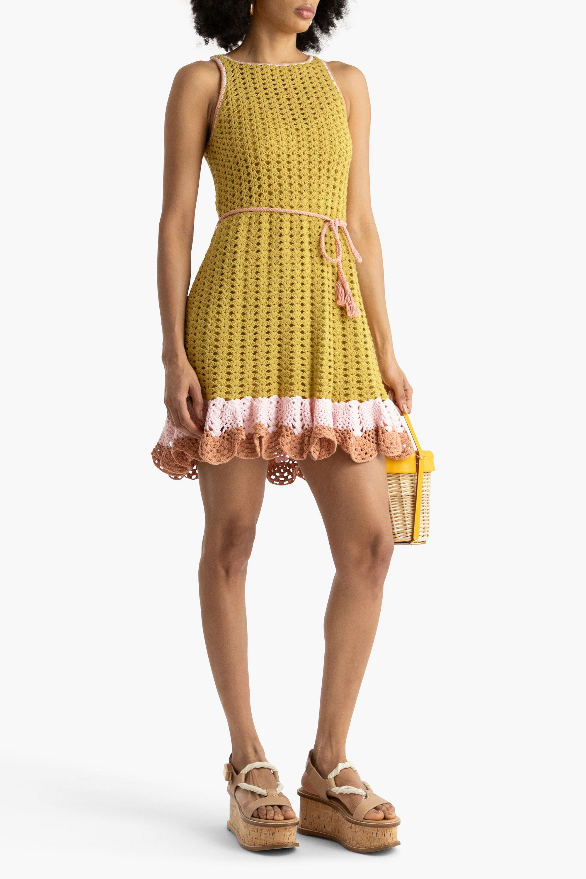 Zimmermann Ruffled crocheted cotton mini dress