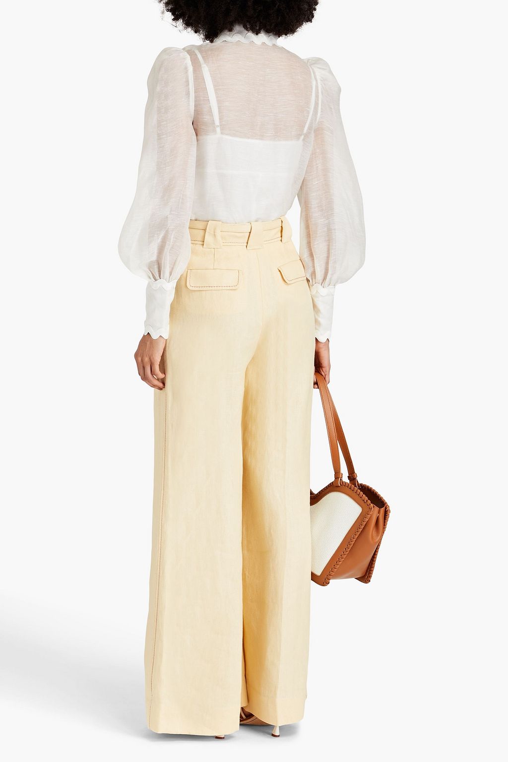 ZIMMERMANN Belted linen wide-leg pants