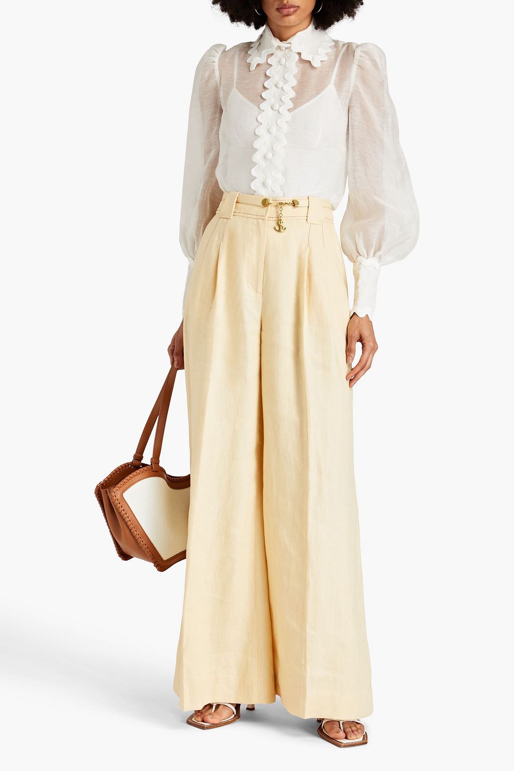 ZIMMERMANN Belted linen wide-leg pants
