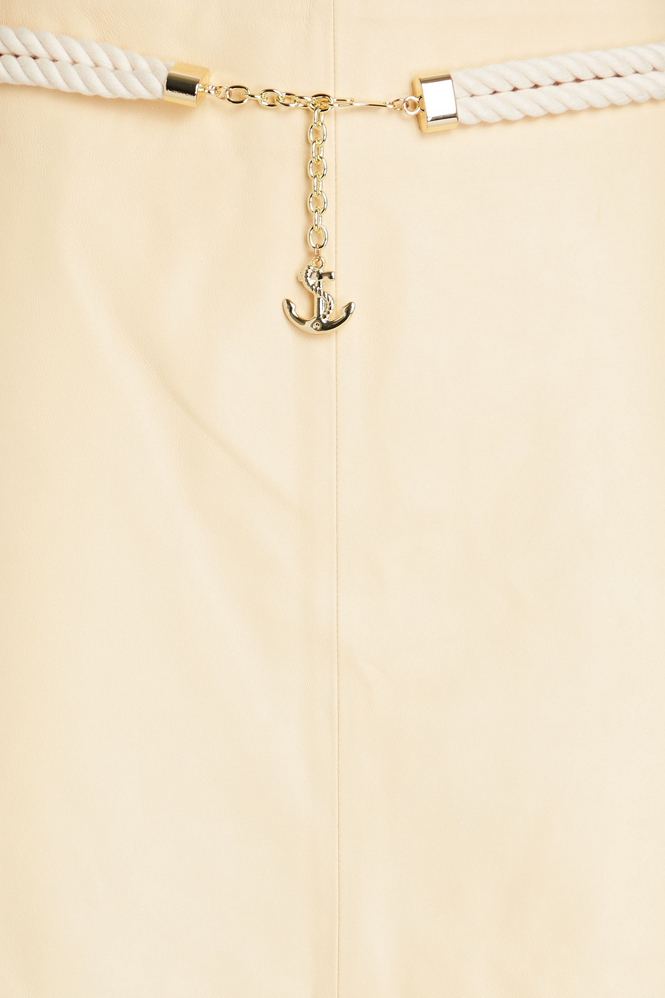 Zimmermann Belted Leather Midi Skirt In Cream