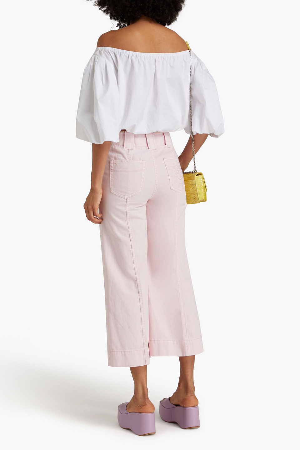 Shop Zimmermann Cropped High-rise Wide-leg Jeans In Pink