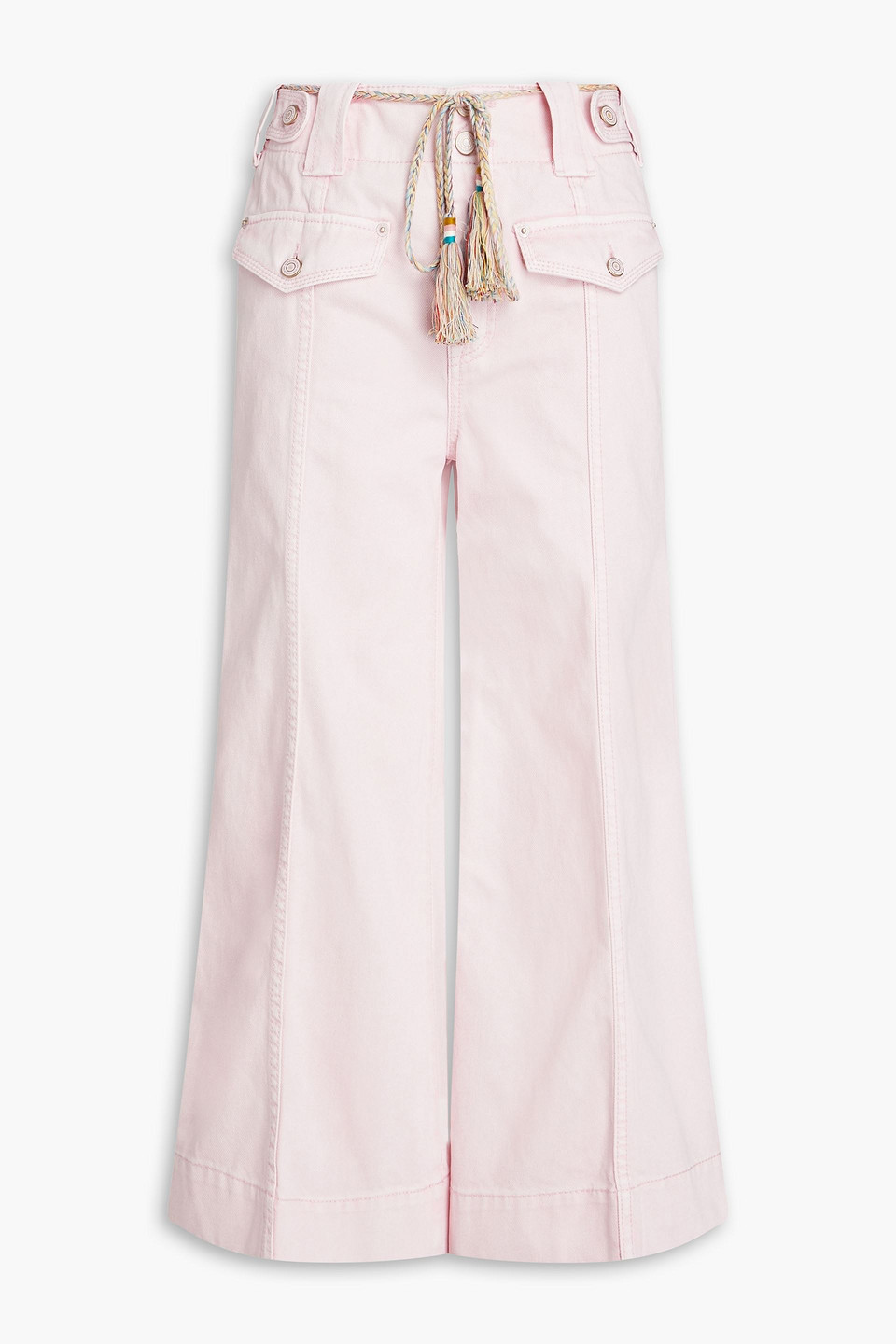 Zimmermann Cropped High-rise Wide-leg Jeans In Pink