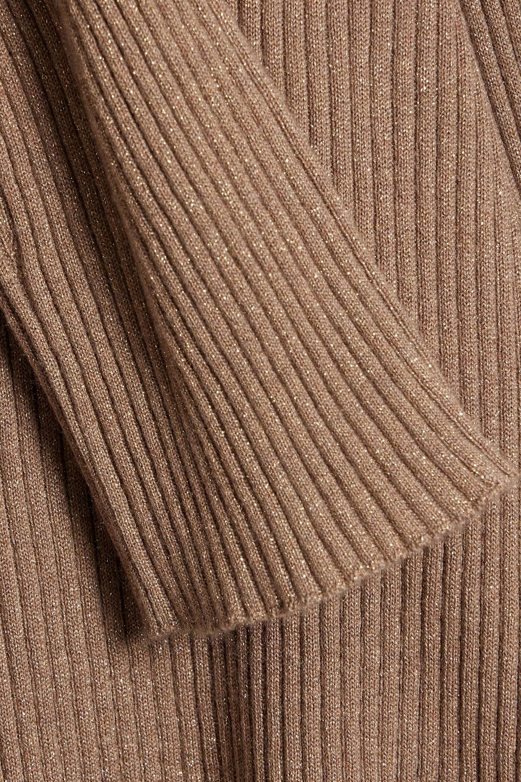 BRUNELLO CUCINELLI Cropped metallic ribbed cashmere-blend turtleneck sweater