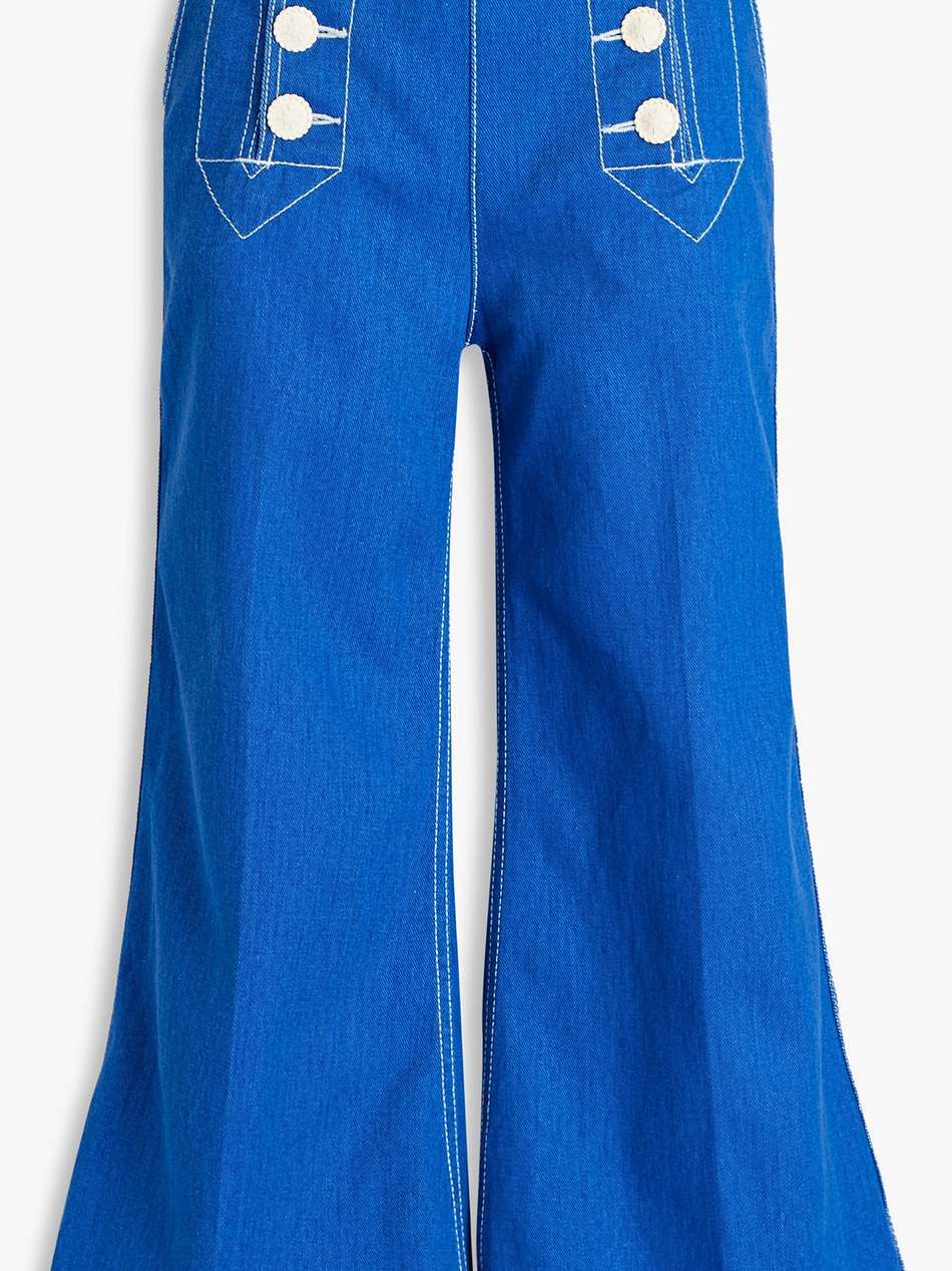 embroidered high-rise kick-flare jeans