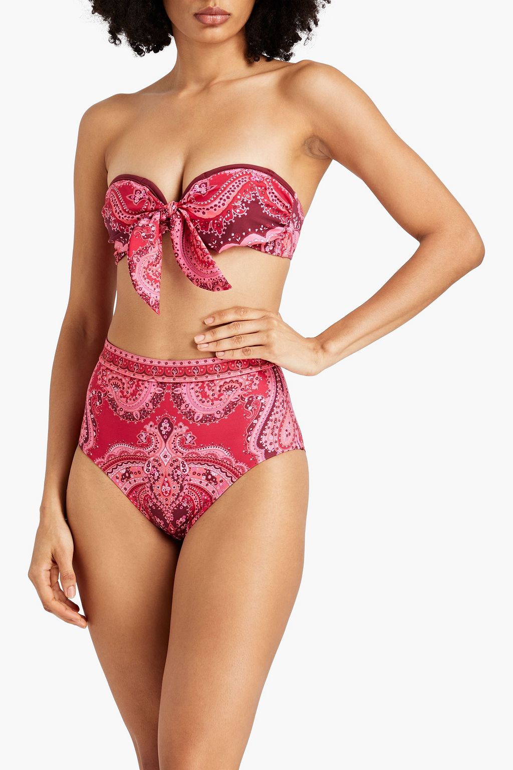 ZIMMERMANN Knotted paisley-print bandeau bikini top