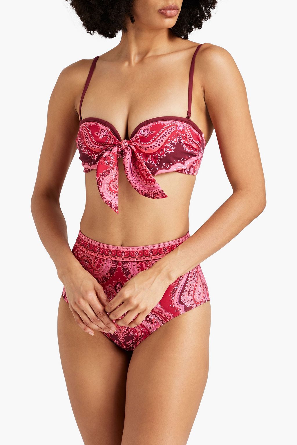 ZIMMERMANN Knotted paisley-print bandeau bikini top