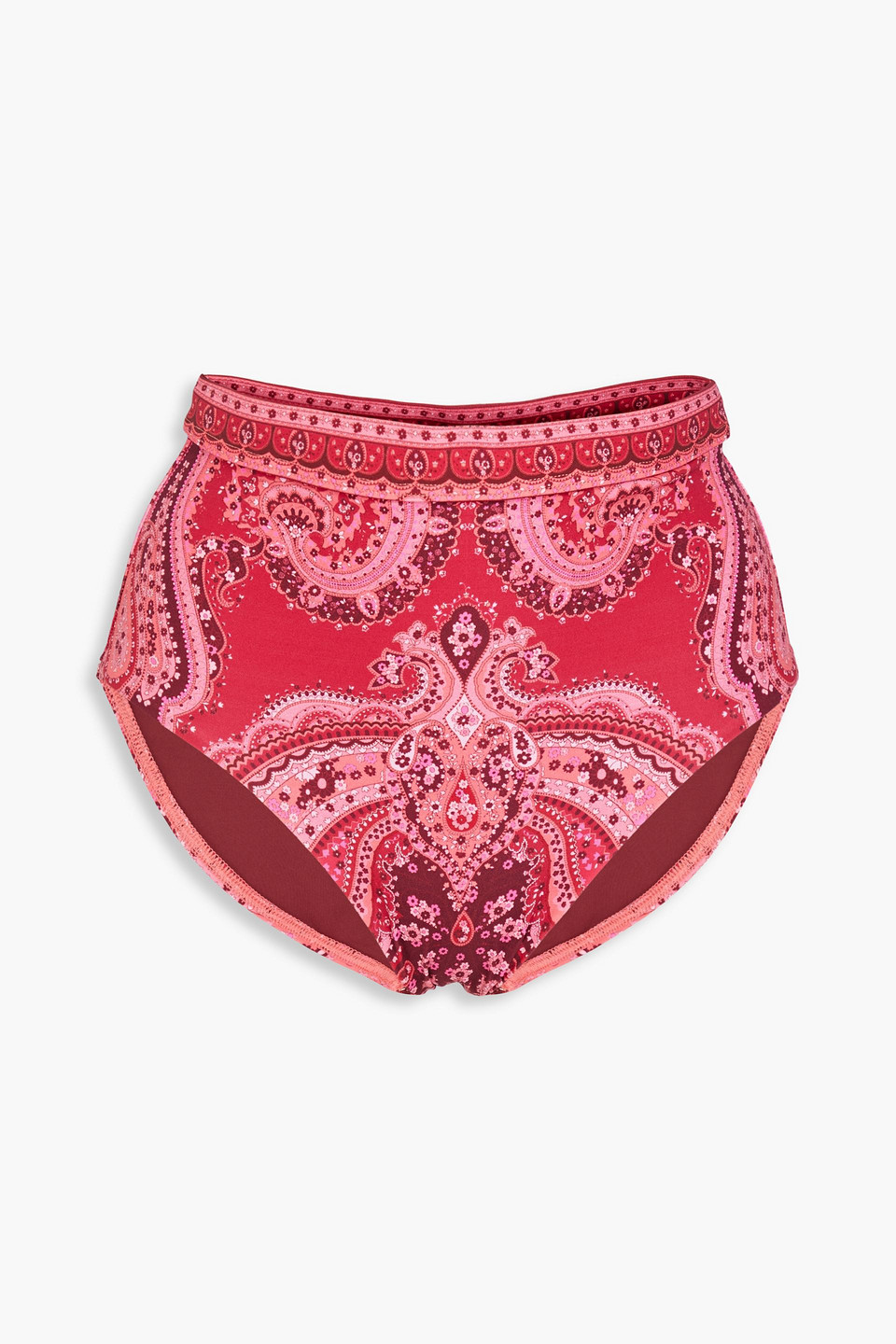 Zimmermann - Paisley-print high-rise bikini briefs - Pink - 1