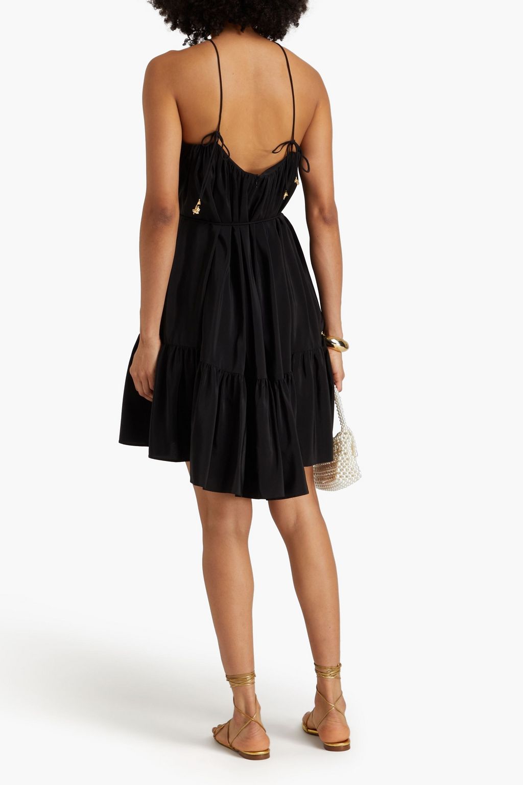 ZIMMERMANN Floral-appliquéd silk crepe de chine mini dress