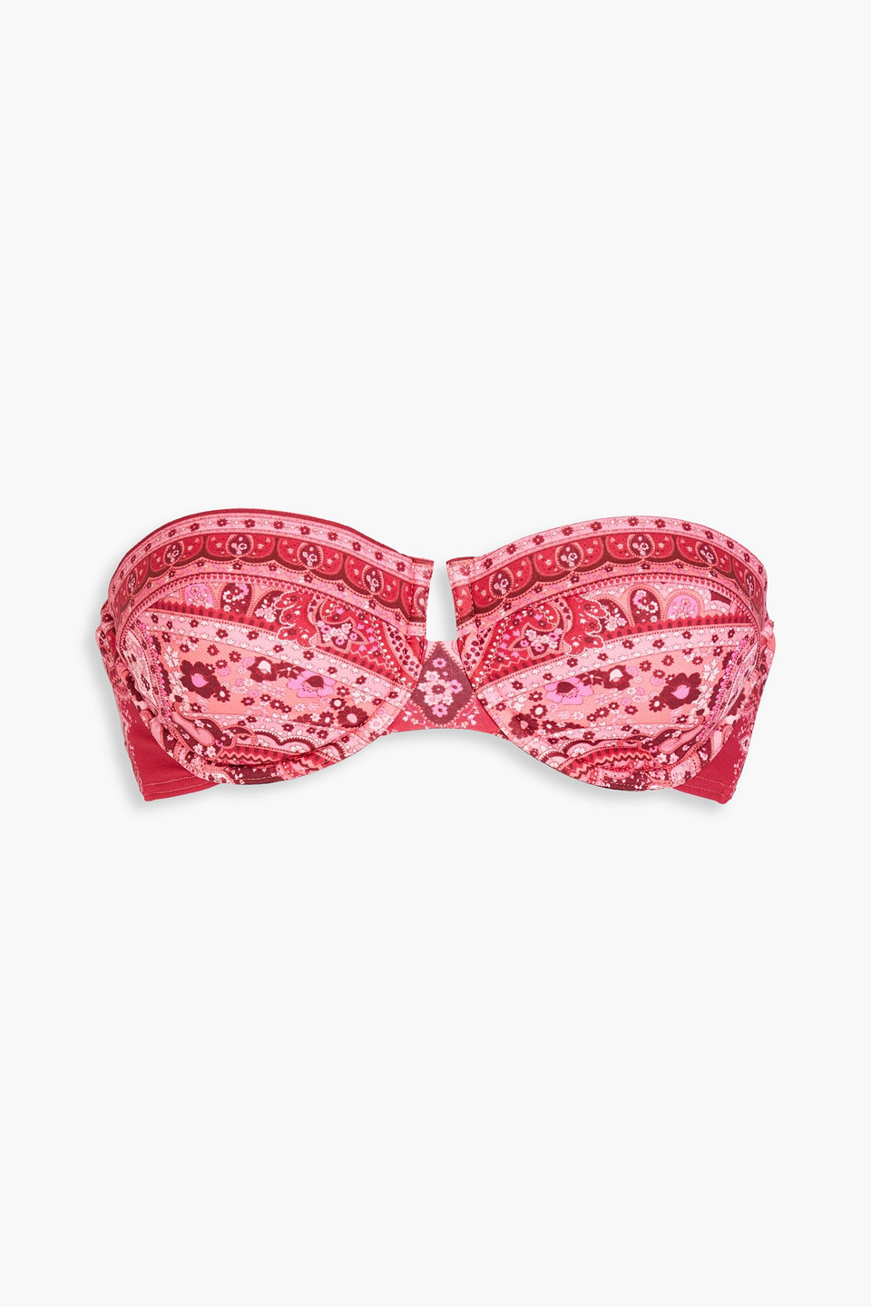 Zimmermann Paisley-print Underwired Bandeau Bikini Top In Pink