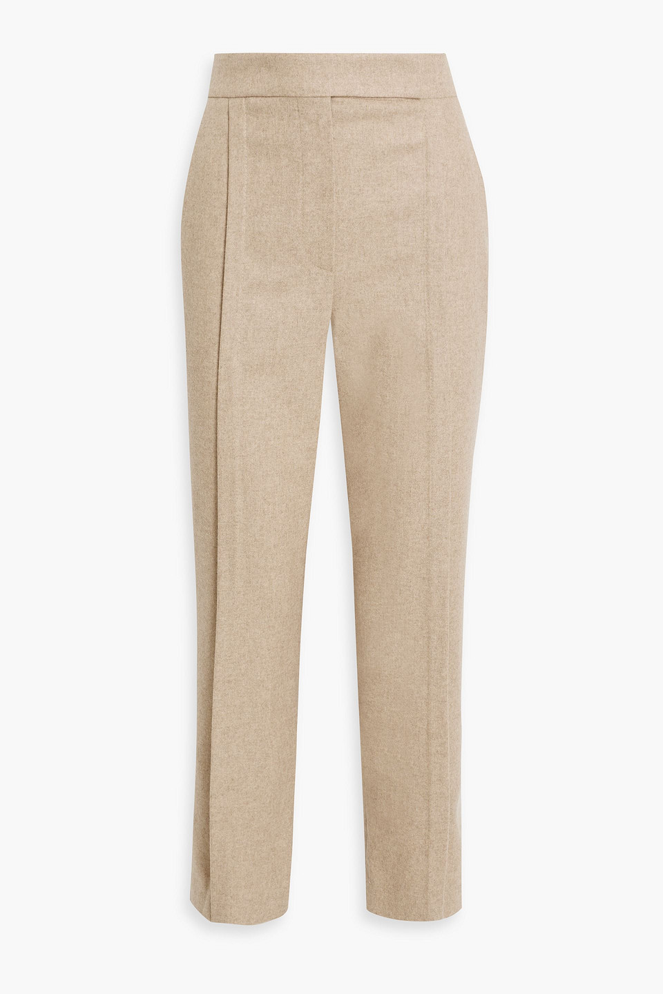 Brunello Cucinelli Cropped Wool-felt Tapered Pants In Beige