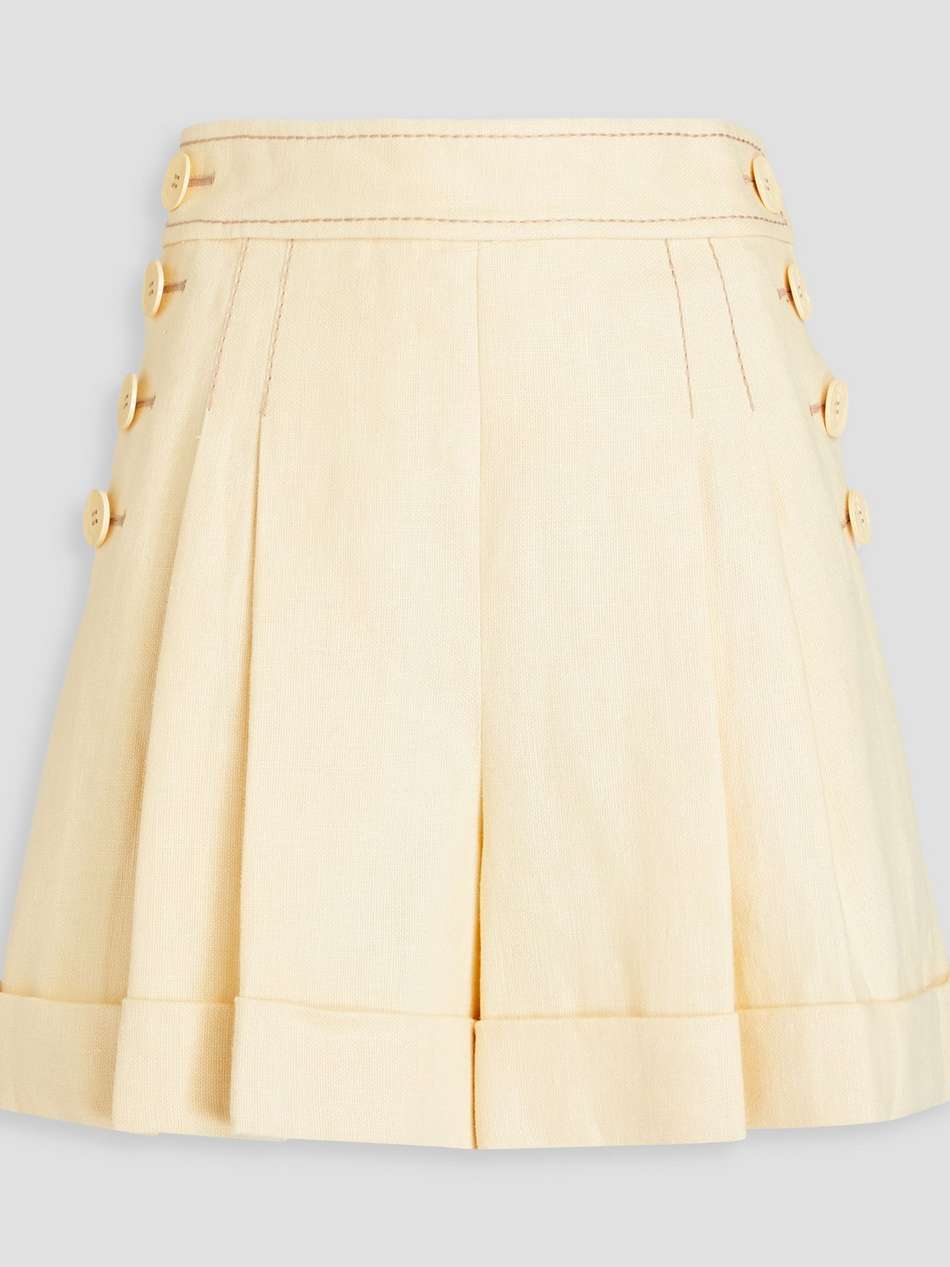 button-embellished pleated linen shorts