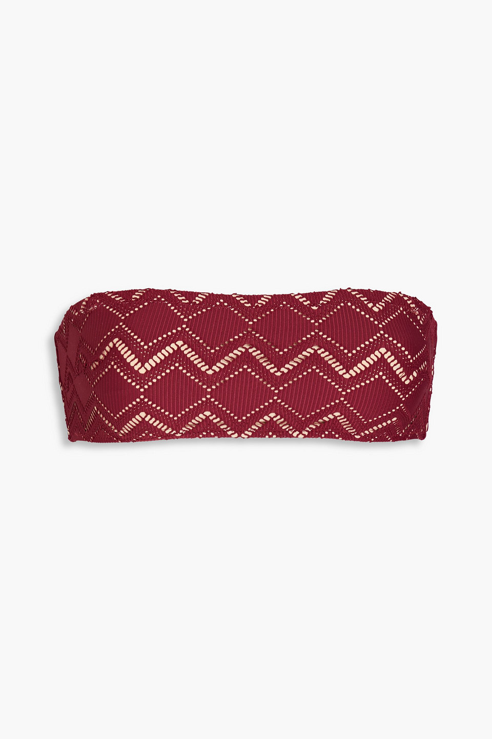 Zimmermann Pointelle-knit Bandeau Bikini Top In Burgundy