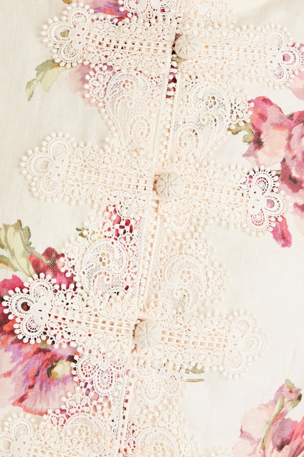 ZIMMERMANN Guipure lace-trimmed floral-print linen blouse