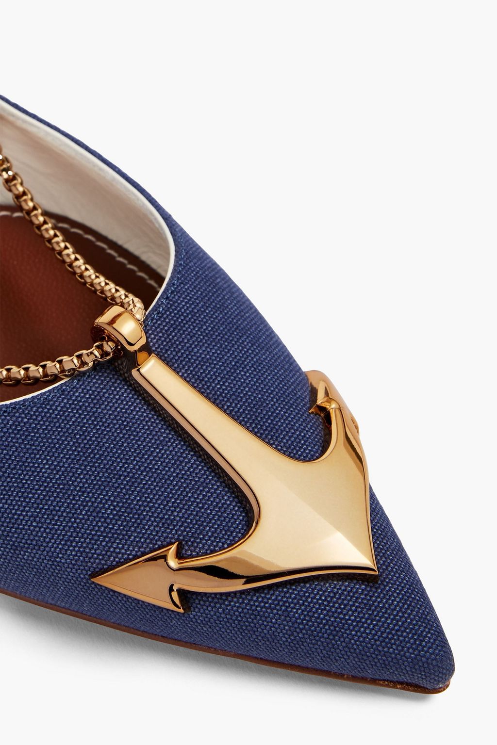 ZIMMERMANN Embellished canvas point-toe slingback flats