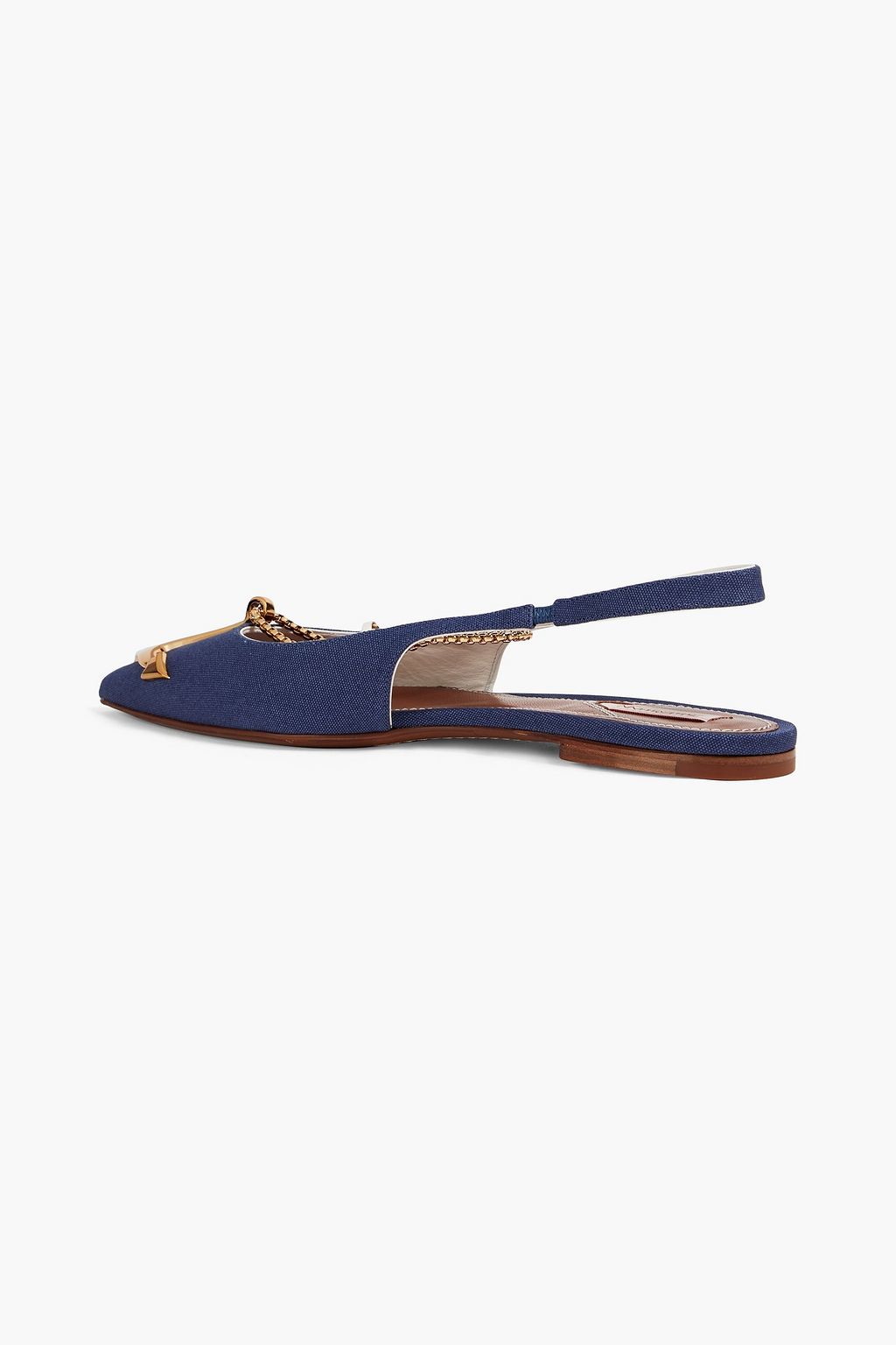 ZIMMERMANN Embellished canvas point-toe slingback flats