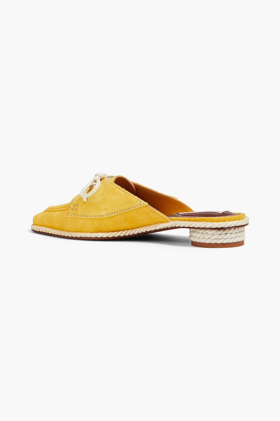 Shop Zimmermann Lace-up Suede Mules In Yellow