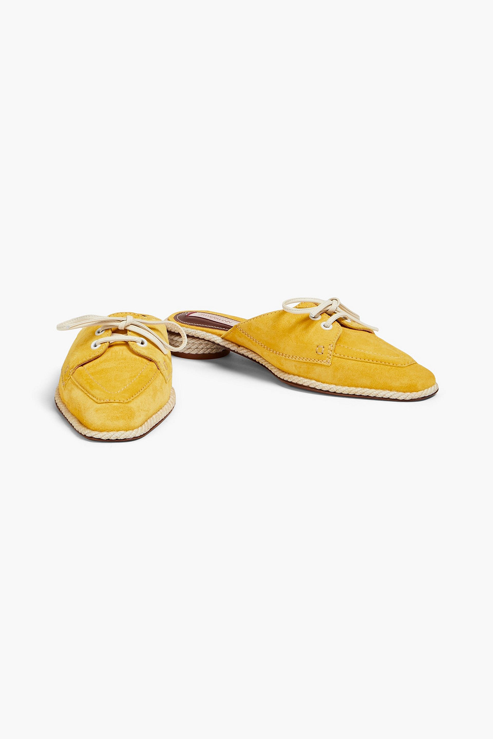 Shop Zimmermann Lace-up Suede Mules In Yellow