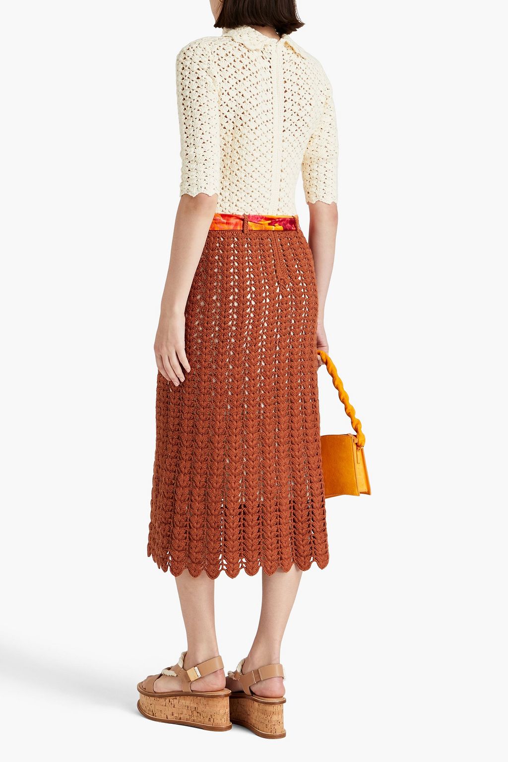 ZIMMERMANN Two-tone crocheted cotton midi dress