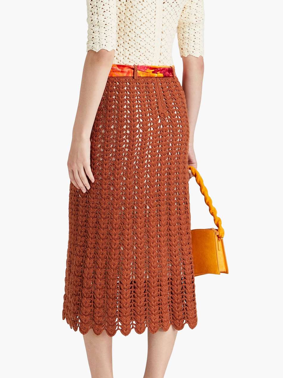 two-tone crocheted cotton midi dress