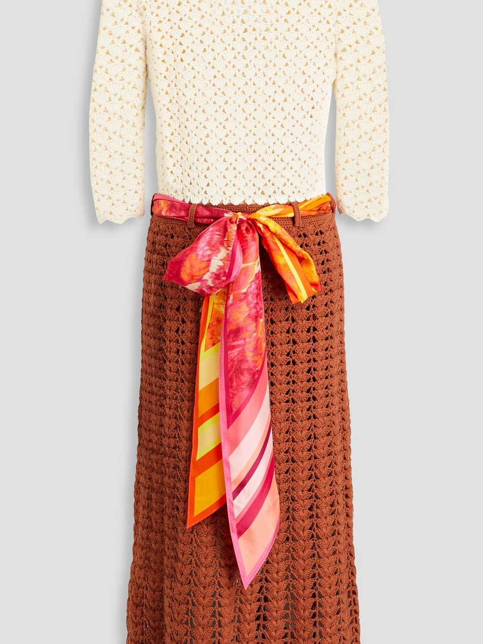 two-tone crocheted cotton midi dress