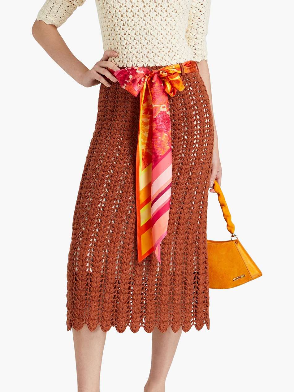 two-tone crocheted cotton midi dress
