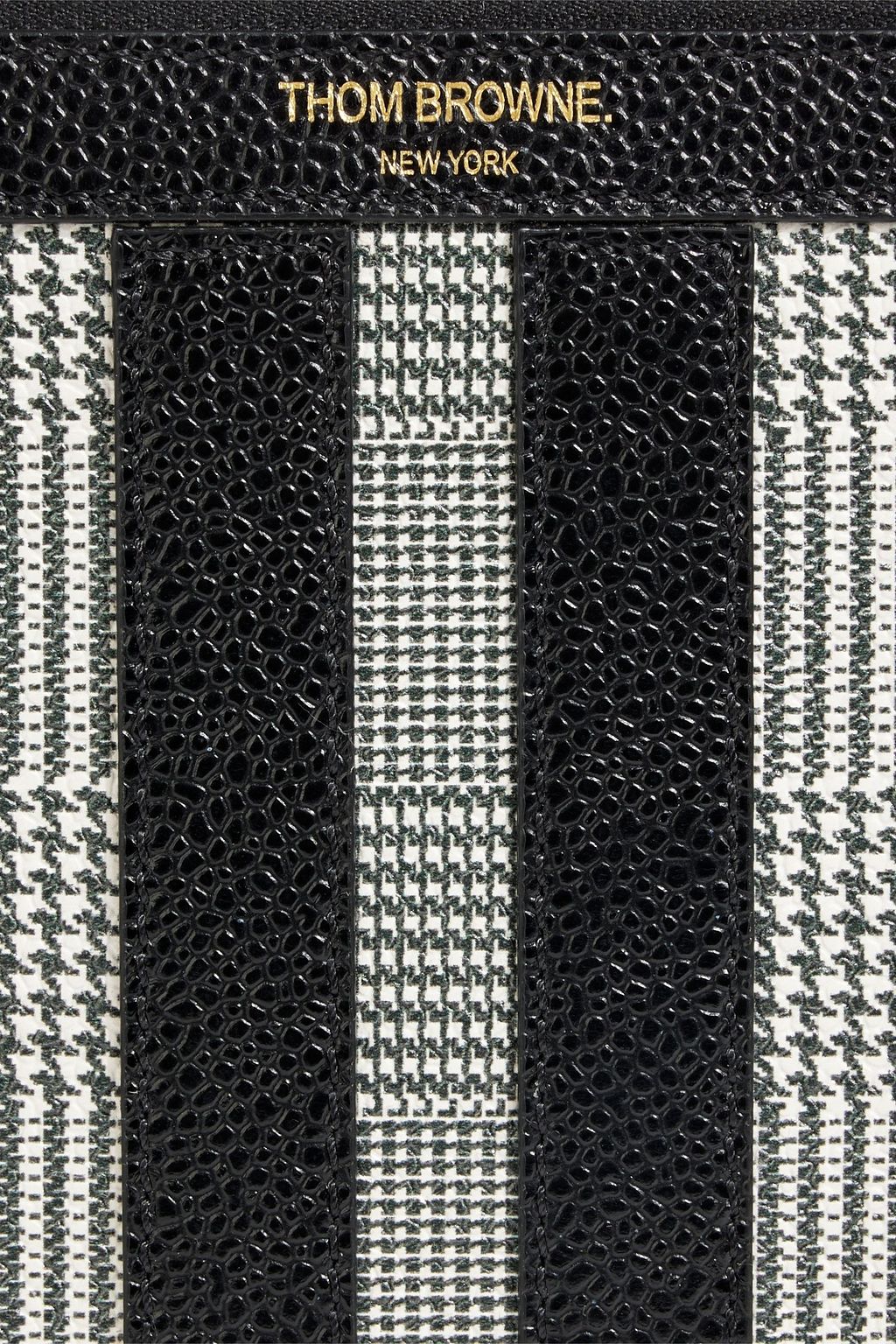 THOM BROWNE Houndstooth pebbled-leather pouch