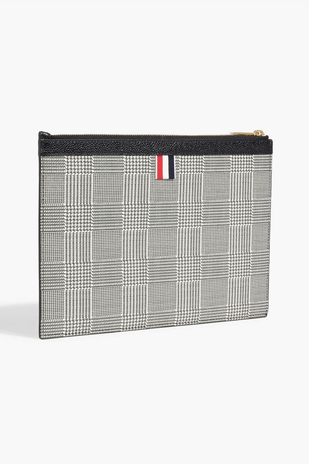 THOM BROWNE Houndstooth pebbled-leather pouch