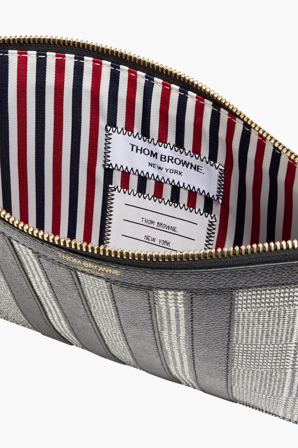 THOM BROWNE Houndstooth pebbled-leather pouch