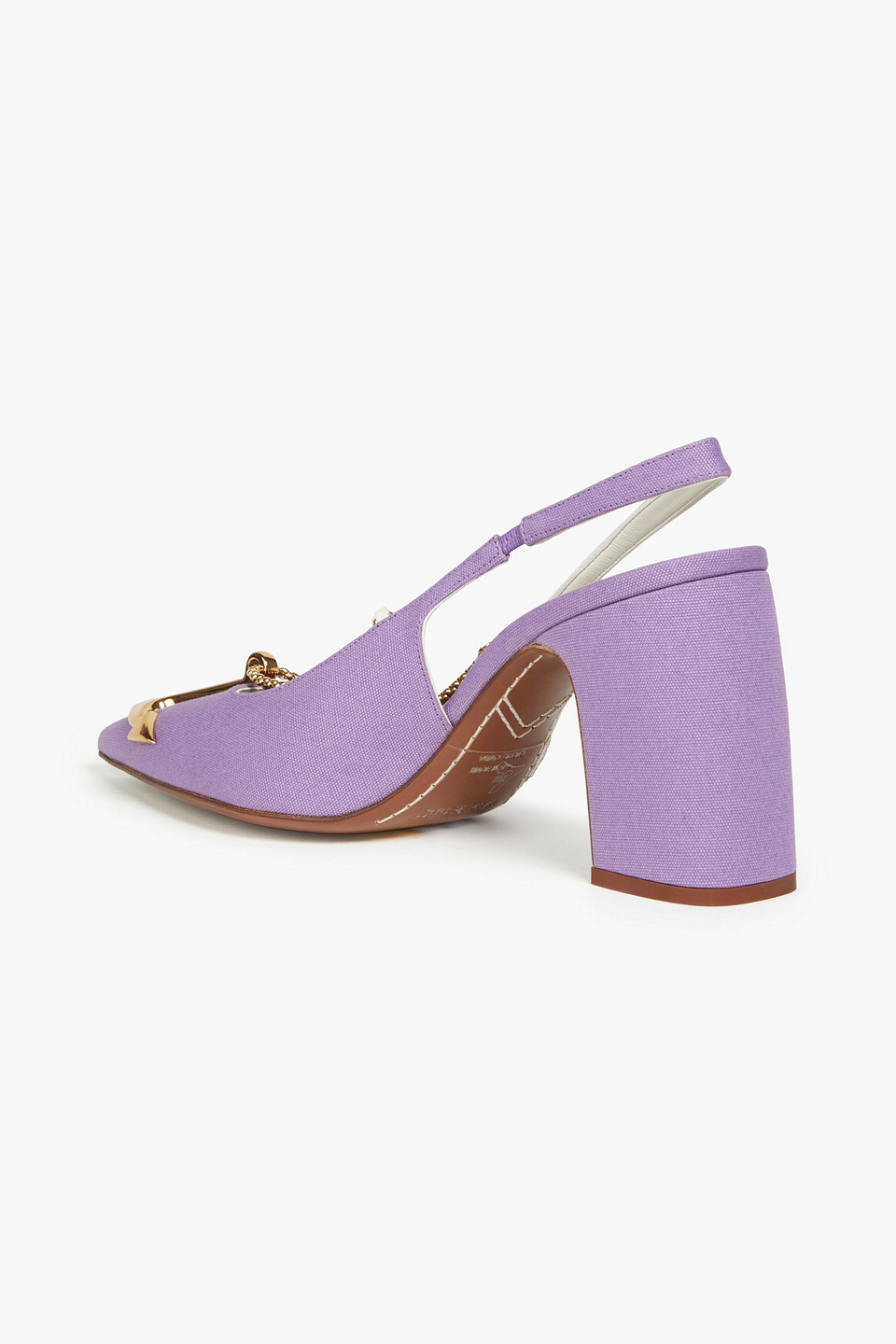 Shop Zimmermann Embellished Canvas Slingback Pumps In Lavender